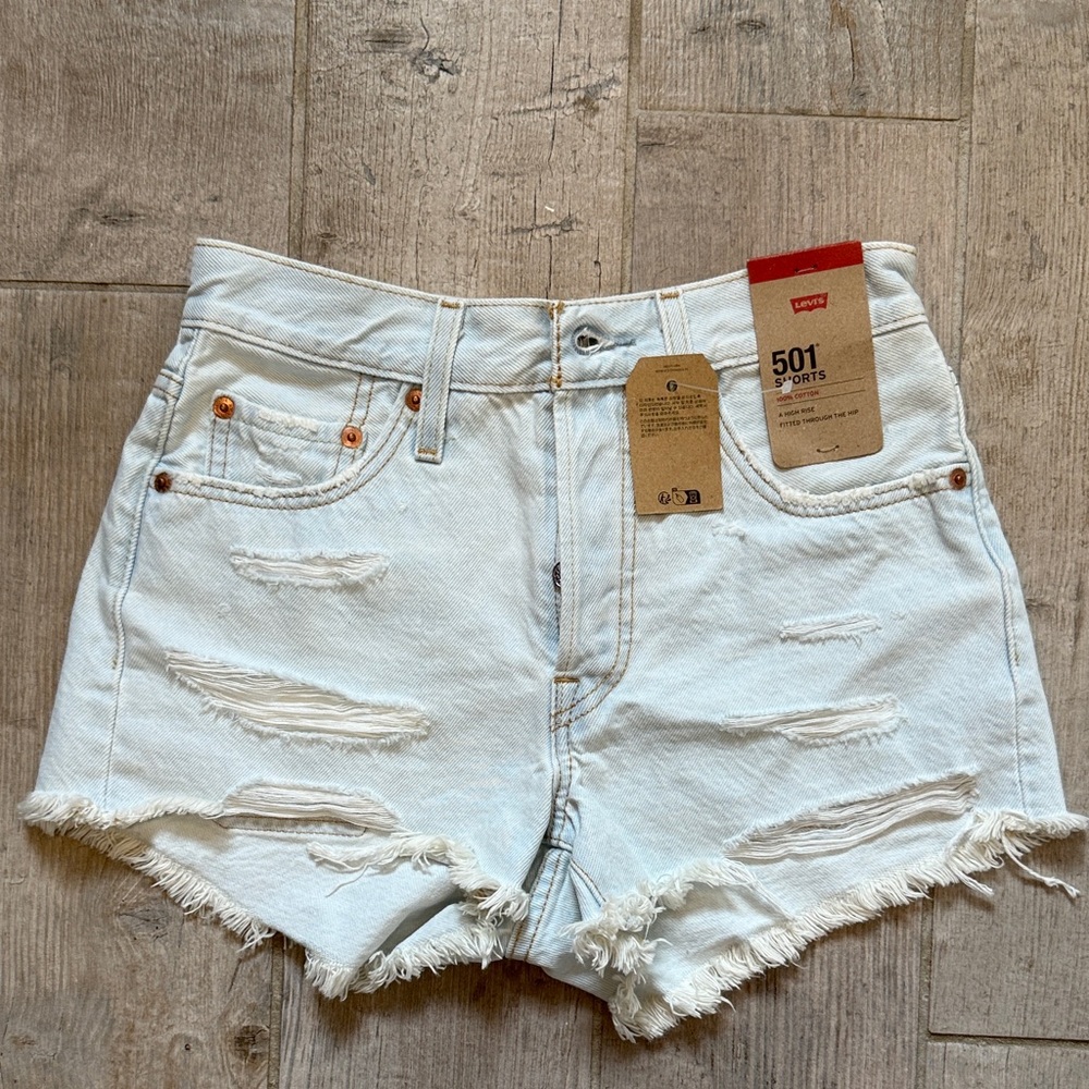 Levi's Women's Distressed Light Blue Jean Shorts